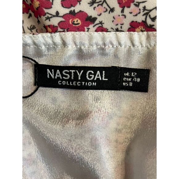 NWT NASTY GAL Give it a Grow Floral Halter Neck Front Slits Maxi Dress (Sz8) - Picture 4 of 5